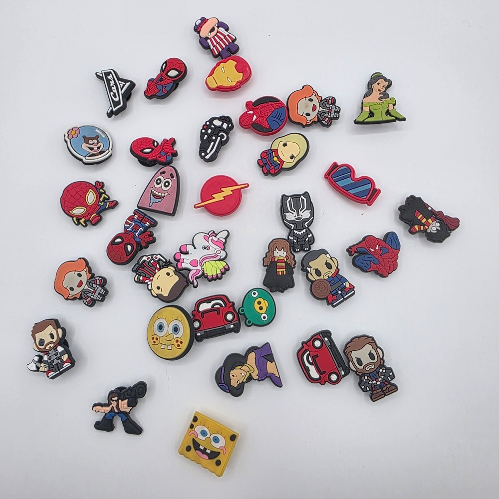 Set 33 CROC charms princess disney spider man Harry potter SpongeBob flash